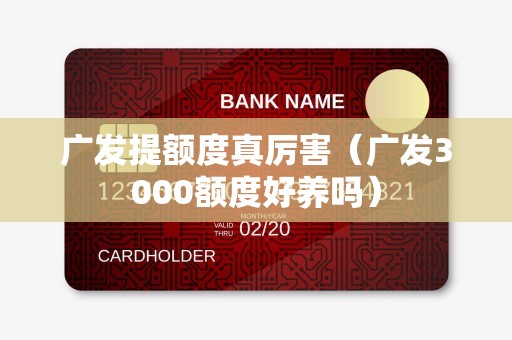 广发提额度真厉害（广发3000额度好养吗）