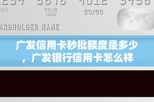 广发信用卡秒批额度是多少，广发银行信用卡怎么样