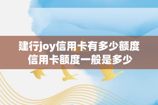 建行joy信用卡有多少额度 信用卡额度一般是多少