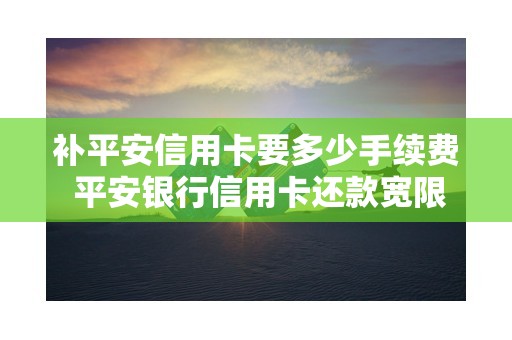 补平安信用卡要多少手续费 平安银行信用卡还款宽限期