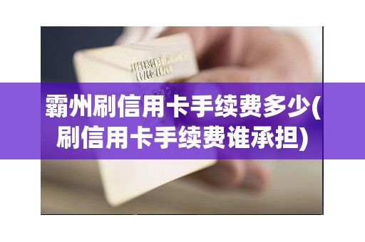 霸州刷信用卡手续费多少(刷信用卡手续费谁承担) 霸州刷信用卡手续费多少(刷信用卡手续费谁承担)