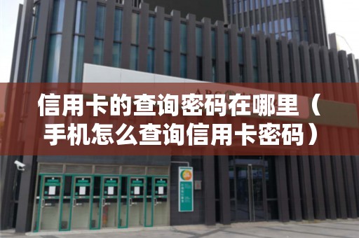 信用卡的查询密码在哪里（手机怎么查询信用卡密码）
