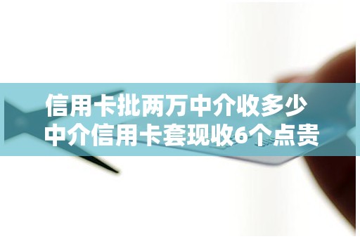 信用卡批两万中介收多少 中介信用卡套现收6个点贵吗 信用卡批两万中介收多少 中介信用卡套现收6个点贵吗