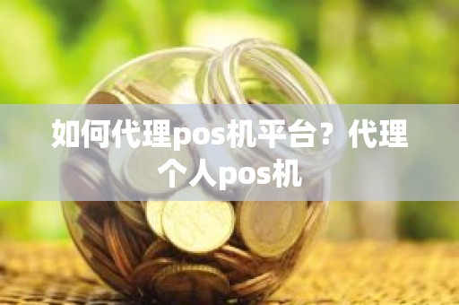 如何代理pos机平台？代理个人pos机