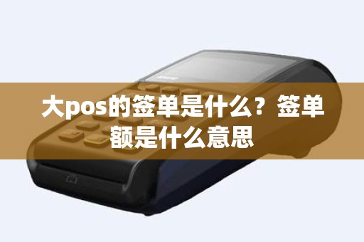 大pos的签单是什么？签单额是什么意思